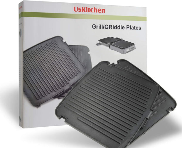 UsKitchen Reversible Grill/Griddle Plates for Cuisinart Griddler GR-150 Deluxe