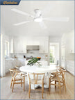 NEW Fanbulous 52 Inch Flush Mount Ceiling Fan, 3CCT 20W LED Light , White, F-LY52WT-1X01
