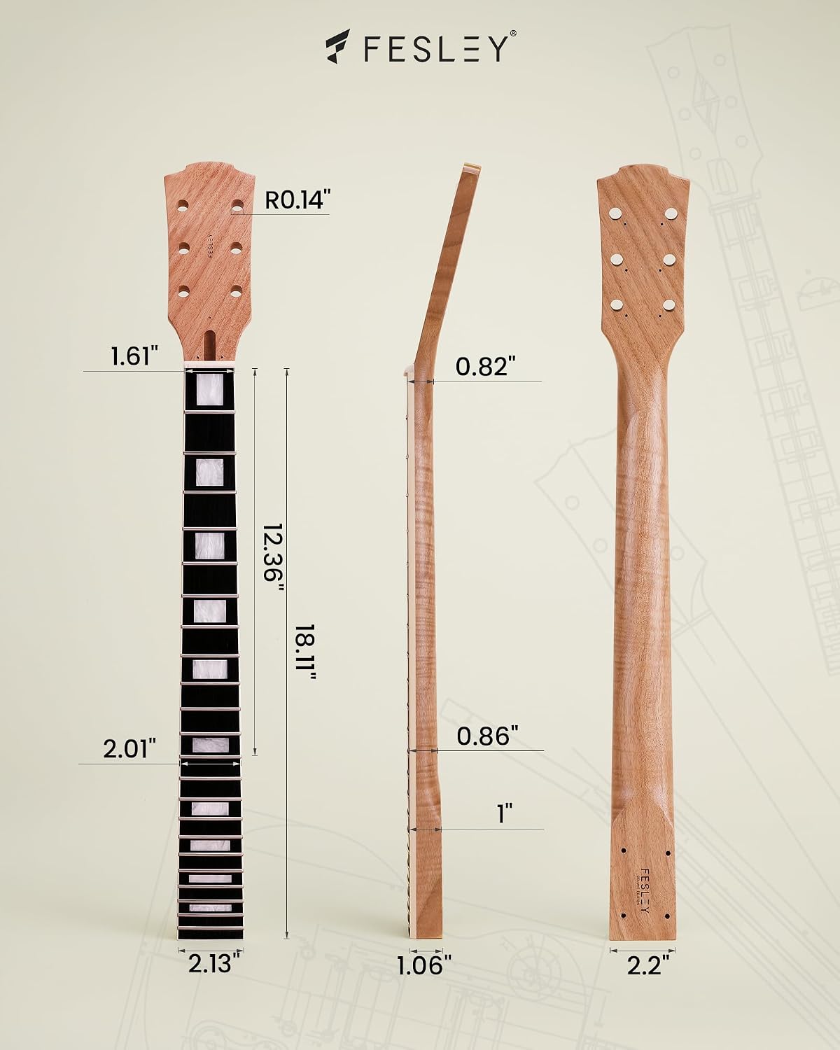 NEW Fesley DIY LP Style Electric Guitar Kits: Mahogany Wood Body/Neck, 6 Strings Electric Guitar Kits