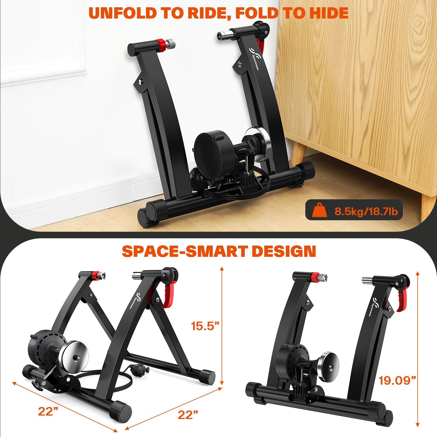 NEW/OPEN BOX Sportneer Bike Trainer - Magnetic Stationary Bike Stand for 26-28