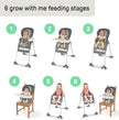 Ingenuity Full Course 6-in-1 High Chair - Baby to 5 Years Old, 6 Convertible Modes, 2 Dishwasher Safe Trays - Astro
