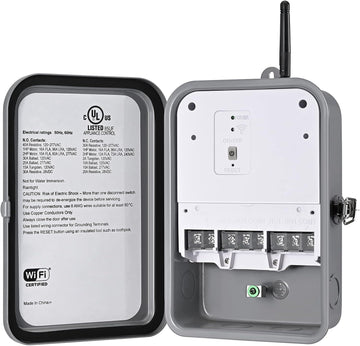 DEWENWILS Outdoor Smart Wi-Fi Outlet Box, Heavy Duty 40A 120VAC 2HP Wireless Controller Timer Switch for Pool