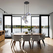 NEW/OPEN BOX H XD Global Set 3-Light Globe Gradient Silver Glass Pendant Light