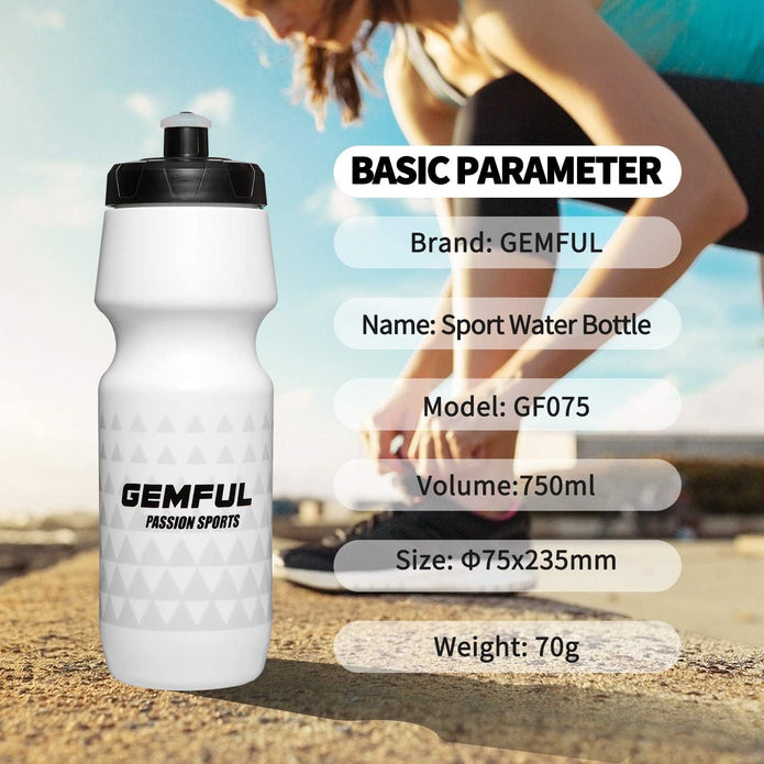 GEMFUL Cycling Water Bottle BPA Free 750ml Plastic Squeeze Bottle Leak Proof Drink Bottles Lightweight for Bike Bicycle Sports Gym 2 Pack