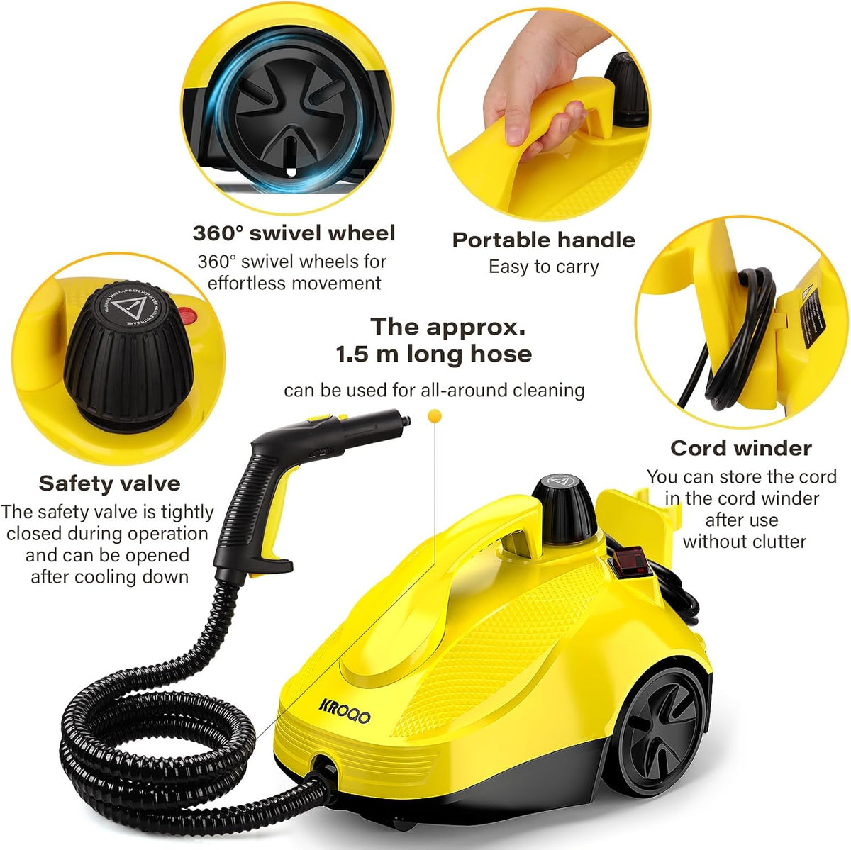 DEMO KROQO Multi-Purpose Steam Cleaner with 23 Accessories. Powerful steam cleaner SW618