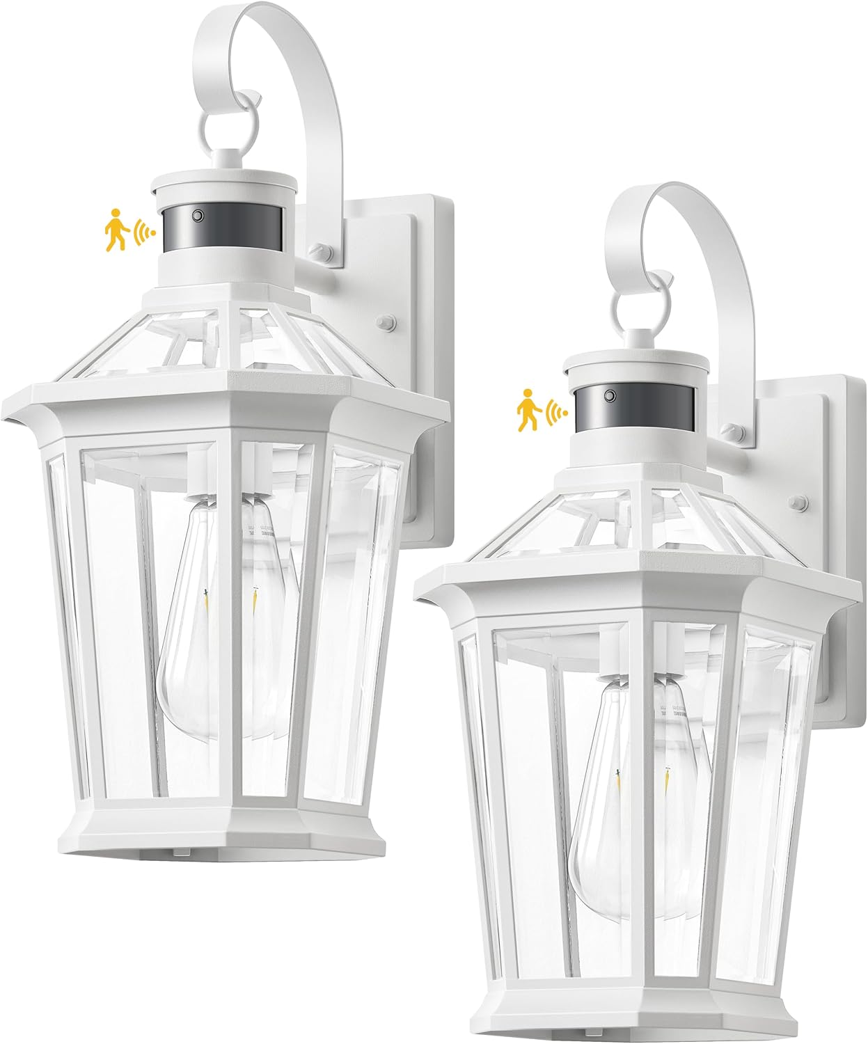 NEW/OPEN BOX VIANIS Motion Sensor Exterior Light Fixture, Dusk to Dawn Outdoor Wall Lighting, 2 Pcs White