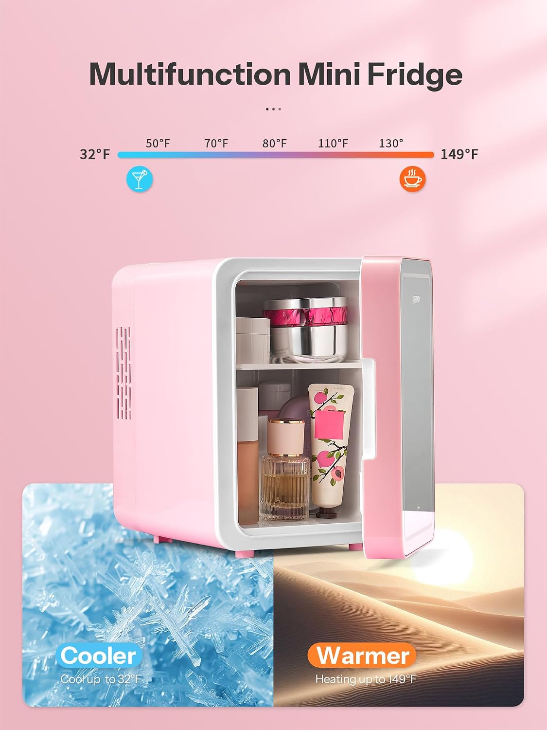 NEW Reemix Skincare Fridge, Mini Beauty Fridge with LED Mirror