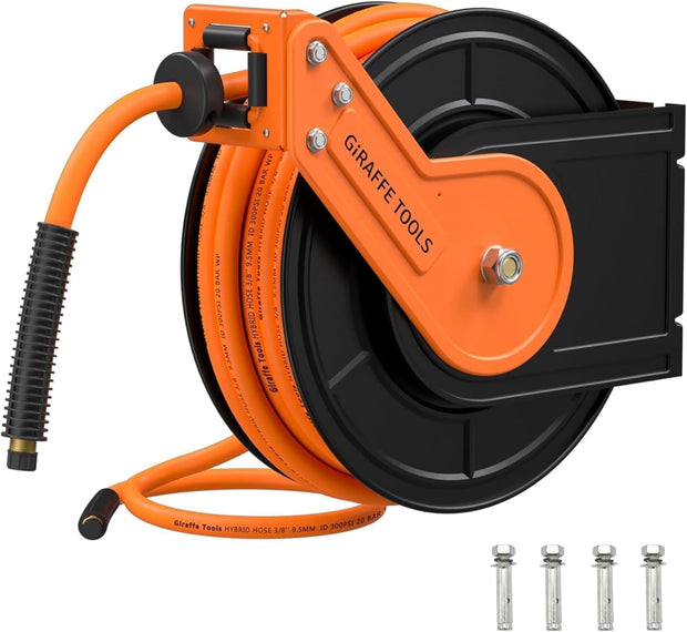 Open Box Giraffe Tools TA15B Air Hose Reel, Auto Rewind, 3/8 in x 50 FT