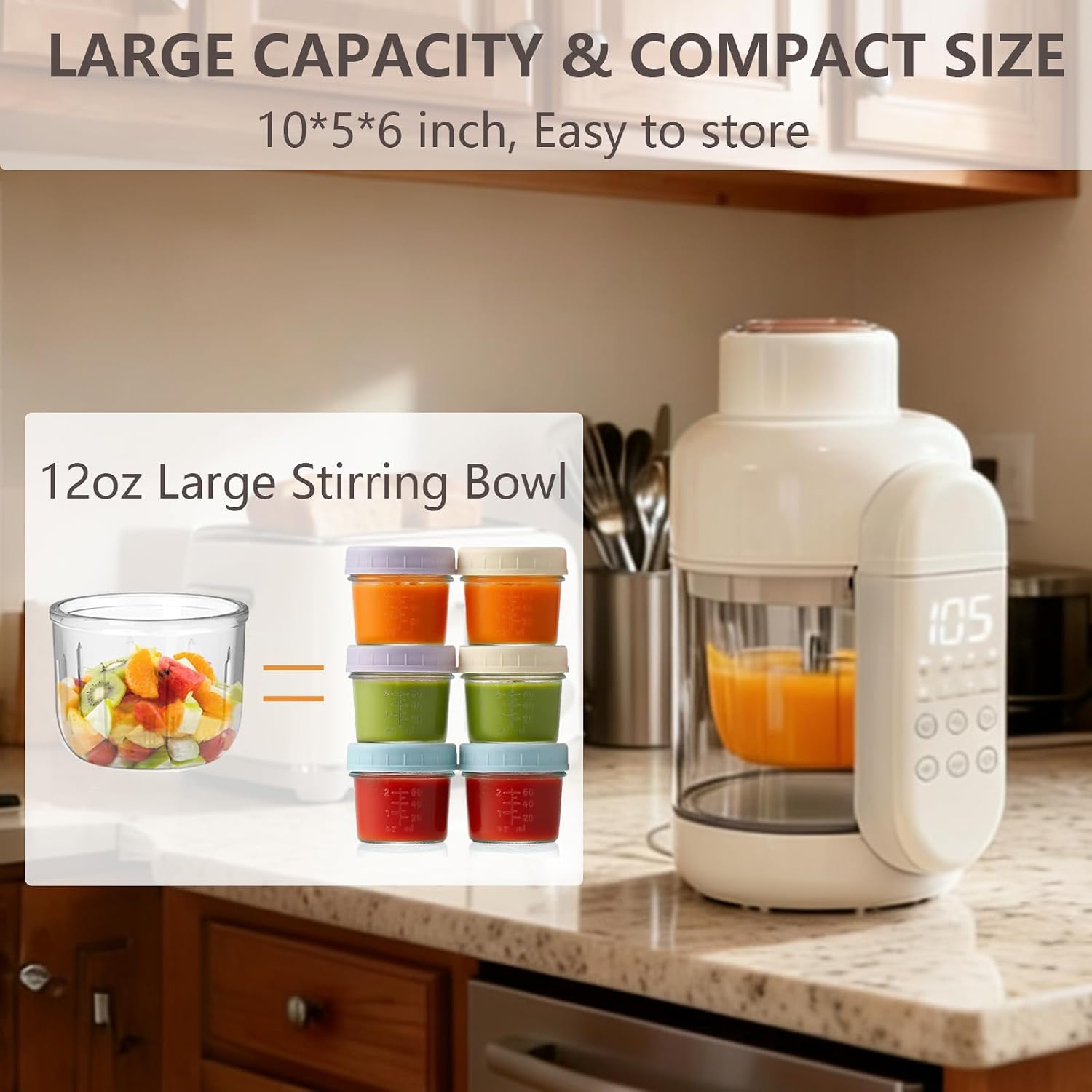 NEW DORFLY Baby Food Maker Glass 12oz Steamer and Blender Glass Reservoir