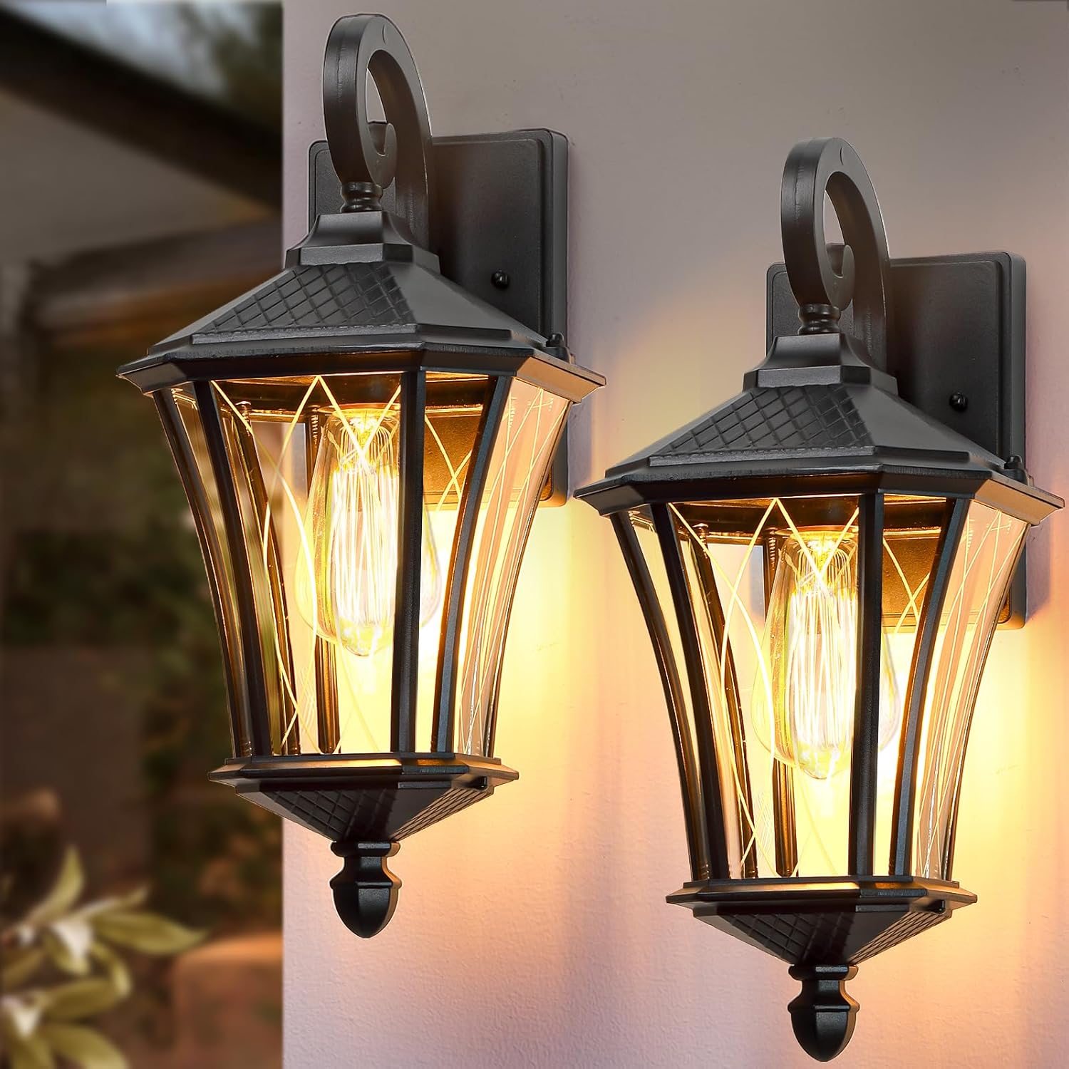 NEW YSN 16'' Outdoor Wall Lights, Black Exterior Lighting Fixture, 2 Packs