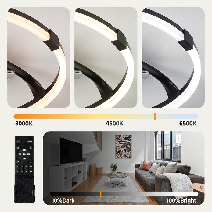 Linboro Ceiling Fans with Lights and Remote, Flush Mount Ceiling Fan  /Black