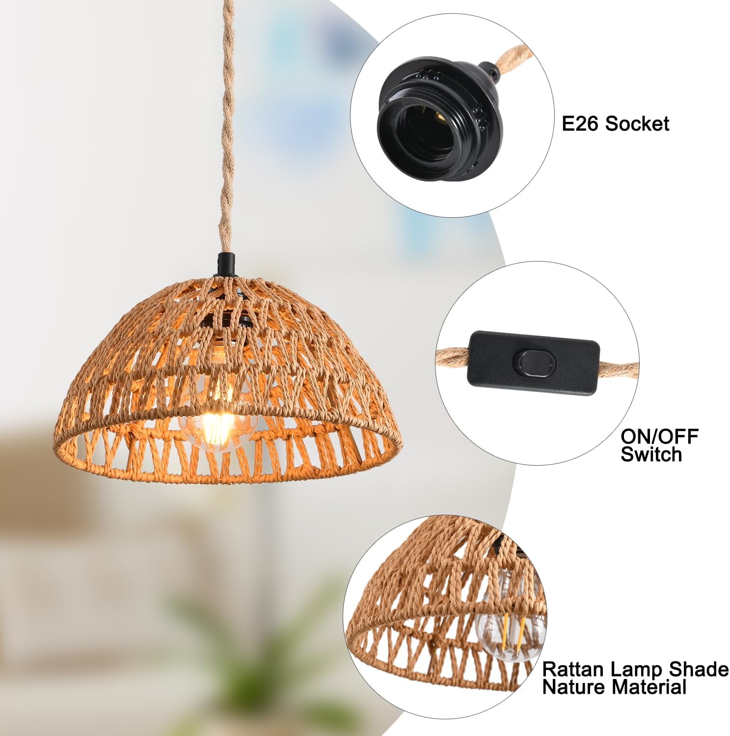 IHENGYANLT Plug in Pendant Light 10.2