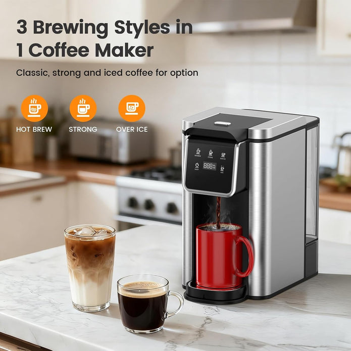 NEW/OPEN BOX Horavie Single Serve Coffee Maker for K-Cup Pod and Grounds, Hot and Iced Coffee Maker-KC101C