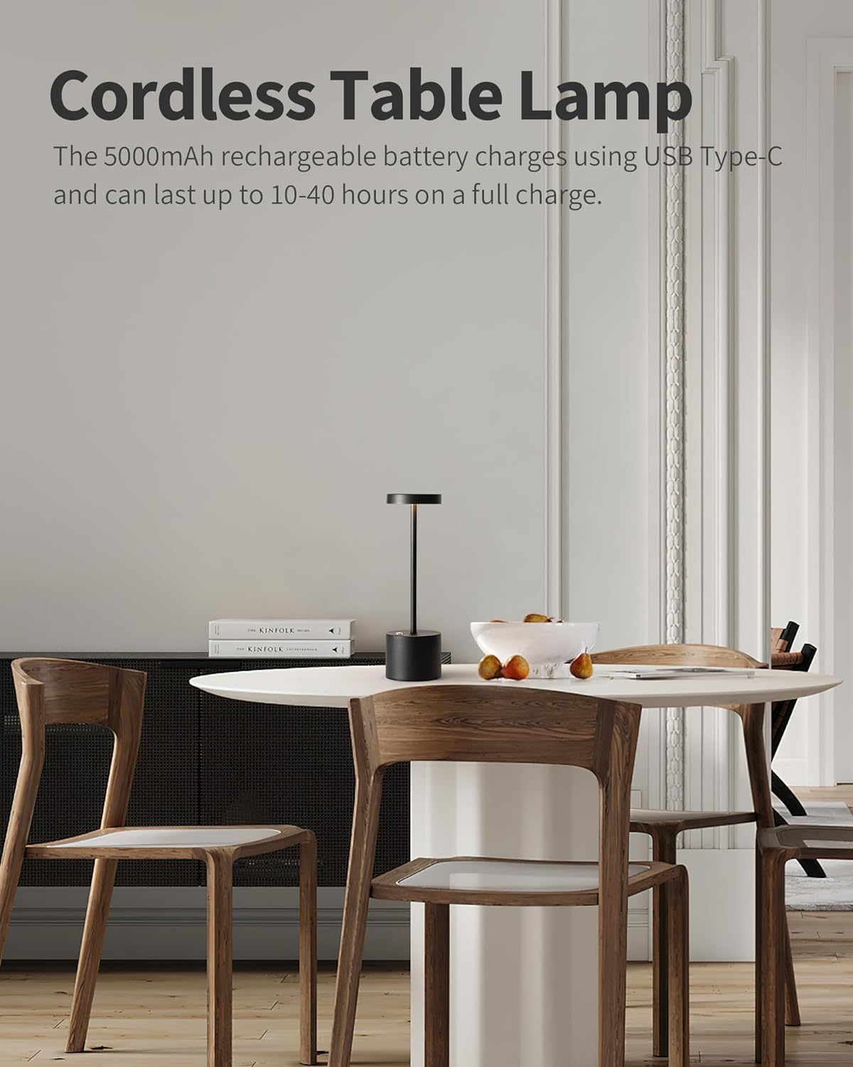 Cordless Table Lamps Rechargeable 2 Pack, 5000mAh Battery Operated LED Touch Lamps -Black /Gold
