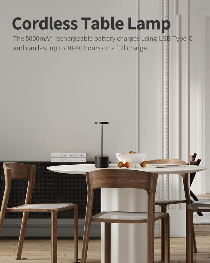 Cordless Table Lamps Rechargeable 2 Pack, 5000mAh Battery Operated LED Touch Lamps -Black /Gold