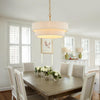 OPEN BOX ELYCCUPA 20” Hand Woven Rattan Chandelier Boho Pendant Light  Adjustable ,White - 532-SCD-6