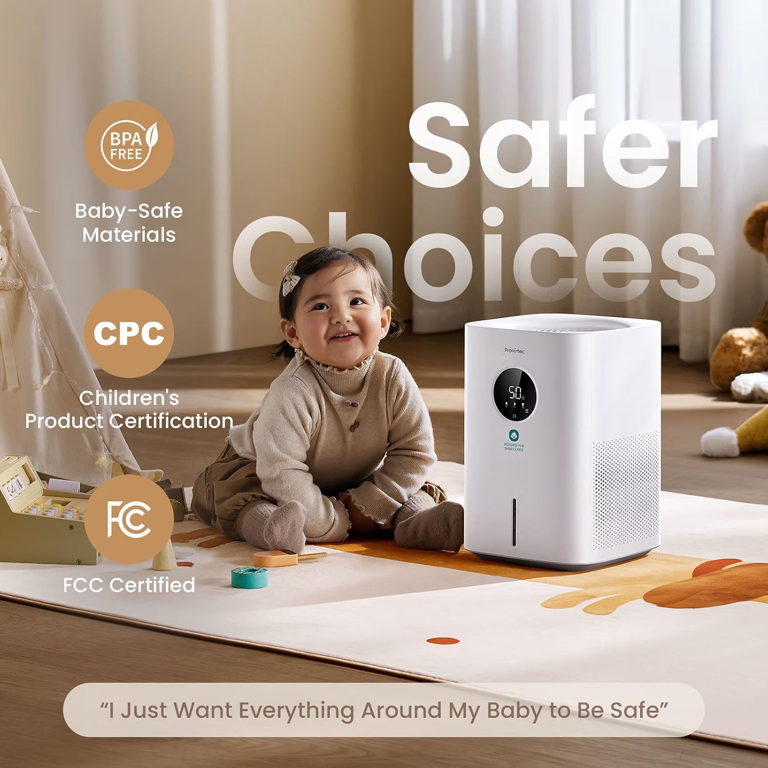 NEW/OPEN BOX Provirtec Baby Humidifier for Bedroom, White HC-05
