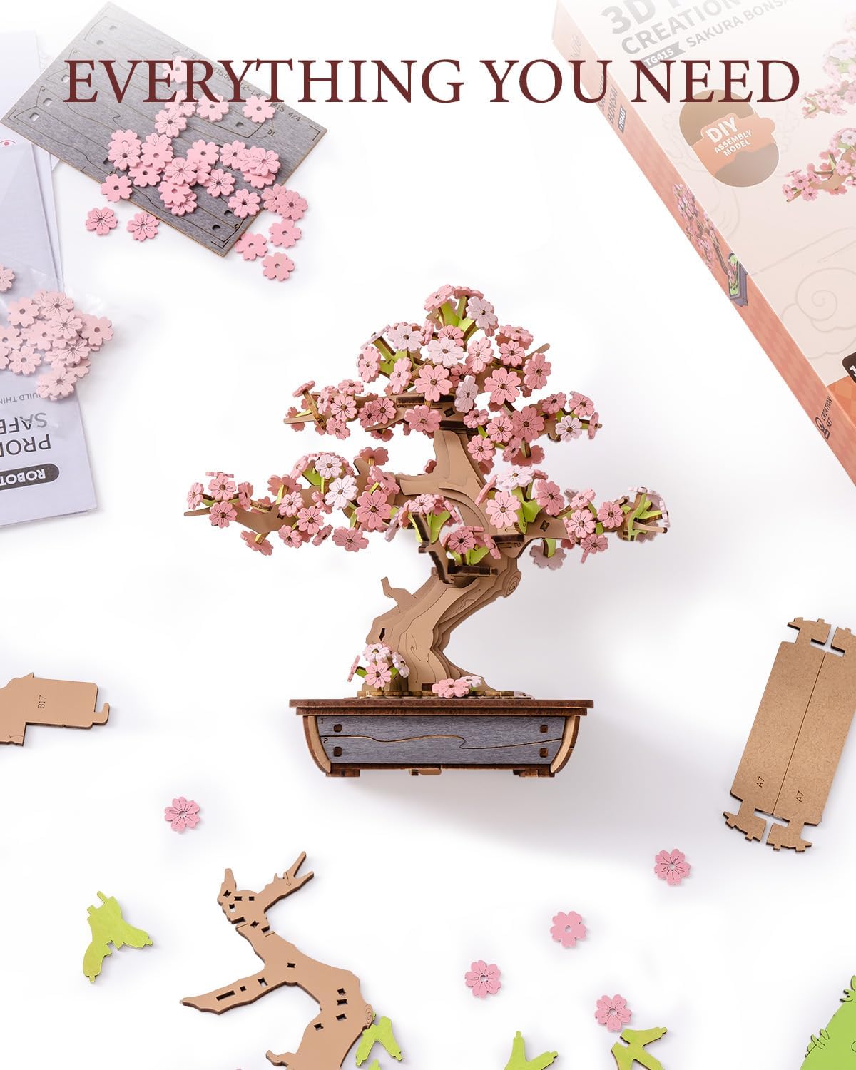 Rolife 3D DIY Sakura Bonsai Tree Plants Wooden Puzzle Flower (TG415)