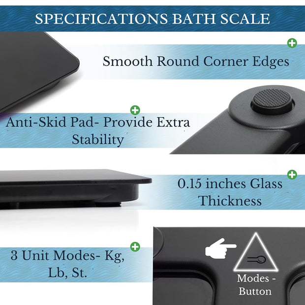 Digital Body Weight Bathroom Scale -Black