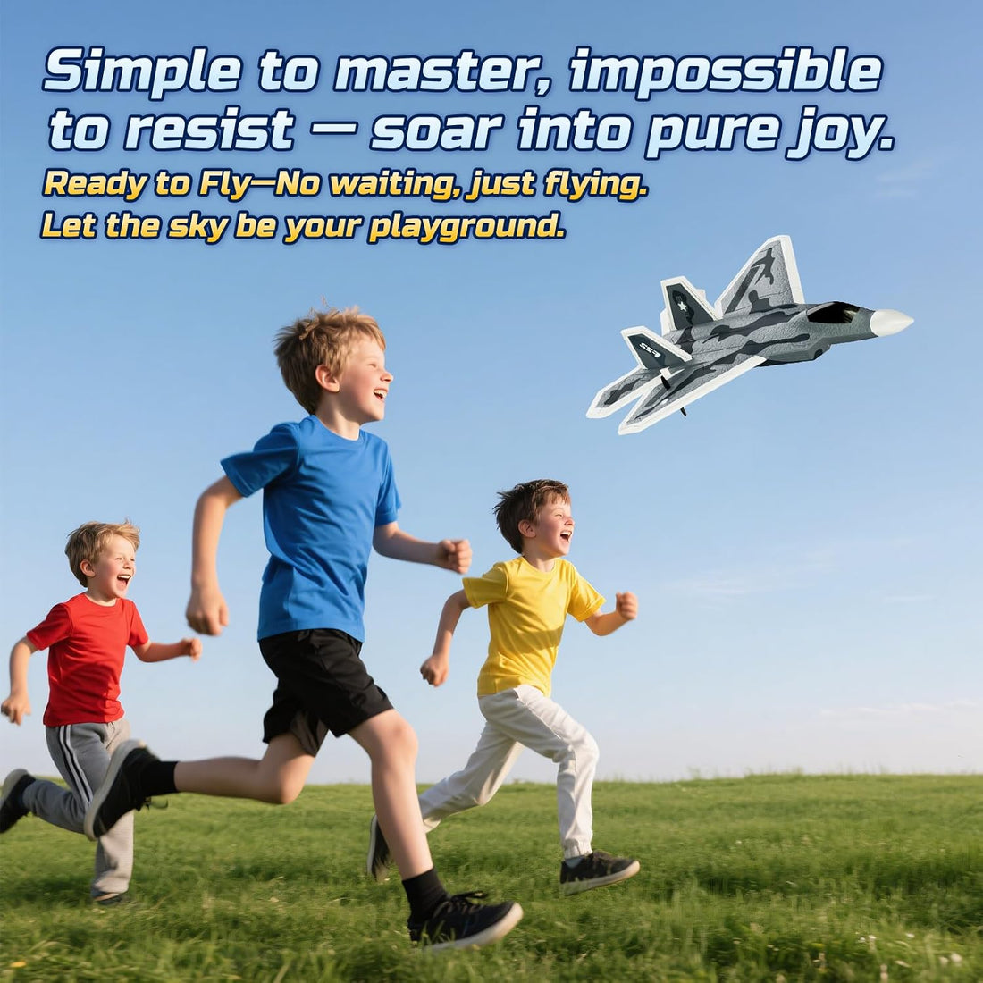 DEERC FX622 Raptor RC Plane Remote Control Foam Airplane Fighter Toys,2.4GHz