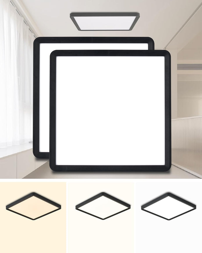 OPEN BOX/NEW Bright Future Lighting Square Led Flush Mount Ceiling Light,16 Inch Living Dining Kitchen Bedroom Room (2Pack-Black)