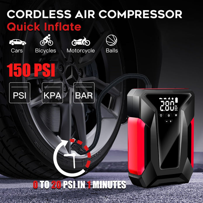 Car Jump Starter, 4000A Peak Car Battery Charger with Air Compressor, 12V Jump Box