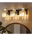 NEW Vikdio 3-Light Bathroom Vanity Light Fixtures Over Mirror, Crystal Sconce-GOLD/BLACK 25BL01-3