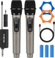 NEWBAXS Wireless Microphones,Dual Karaoke Microphone System Micro Matte Gray