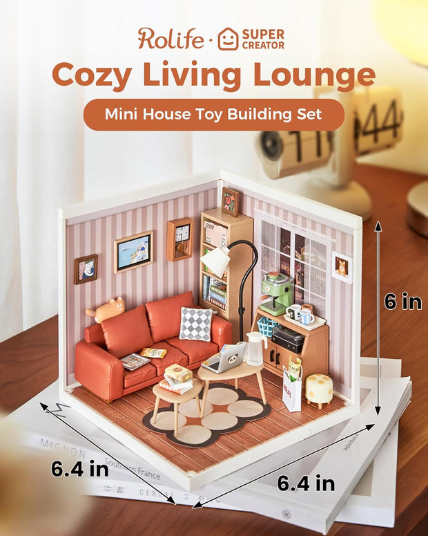 Rolife DIY Miniature Plastic House Building Set Cozy Living Lounge (DW007)