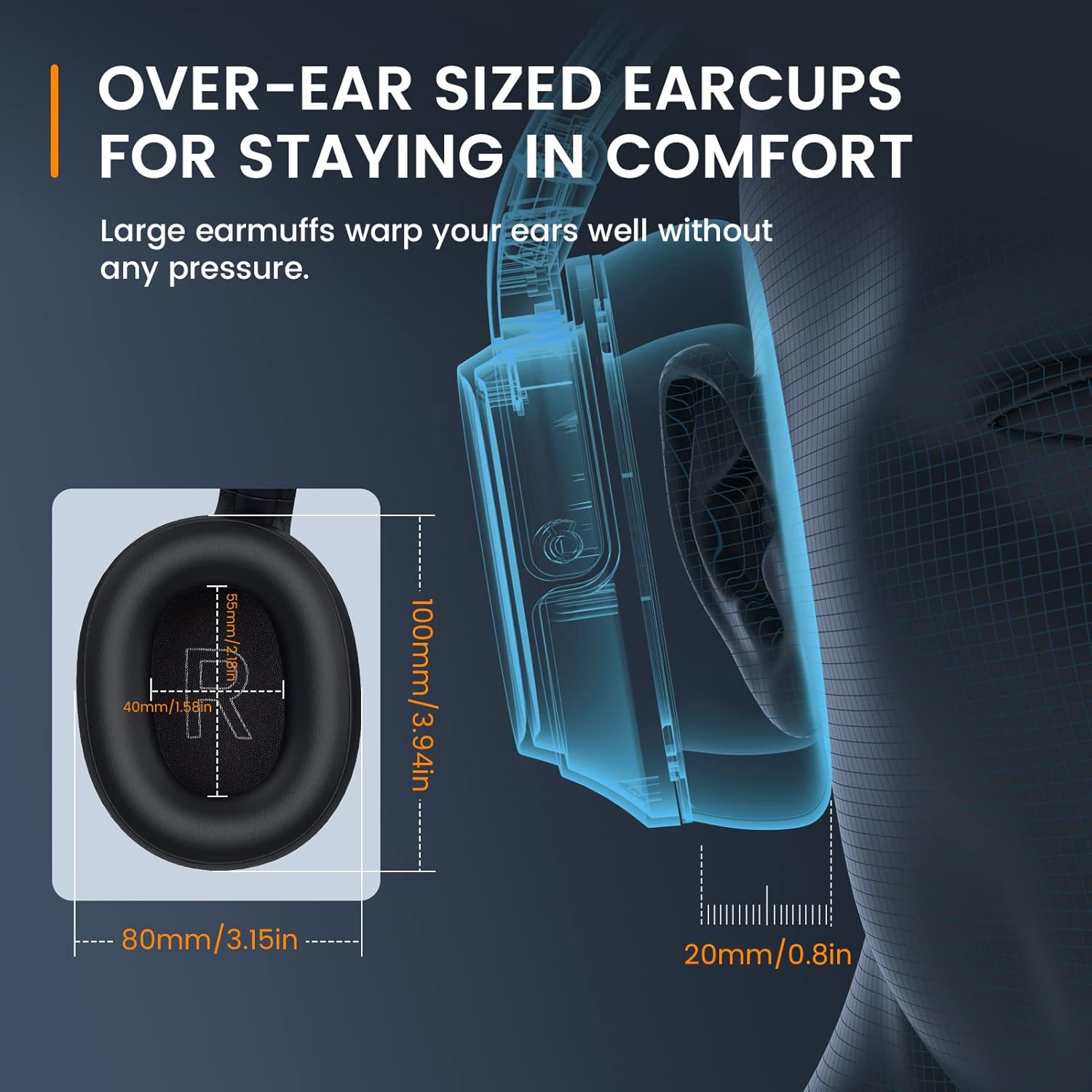 EKSA H6 Bluetooth Headset with Microphone, Over Ear Wireless Headphones