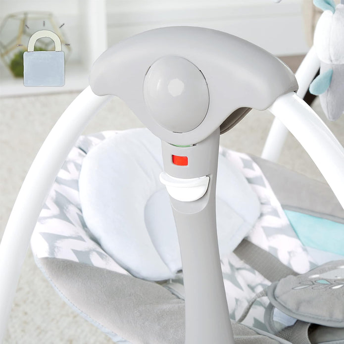 LIKE NEW Ingenuity ConvertMe 2-in-1 Compact Portable Automatic Baby Swing & Infant Seat, Battery-Powered Vibrations, Nature Sounds, 0-9 Months 6-20 lbs