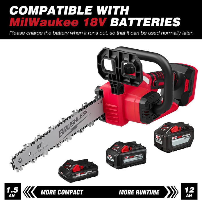 USED LOASCOTY 2-in-1 Cordless 10-Inch Pole Saw /Chainsaw for Milwaukee 18V Battery, TOOLS ONLY
