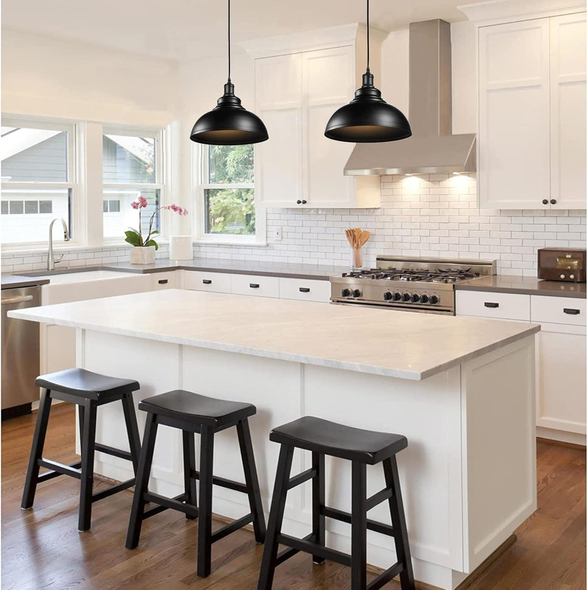 NEW/OPEN BOX Black Pendant Light, 11inch , 3 Pack Kitchen Island Pendant Lighting
