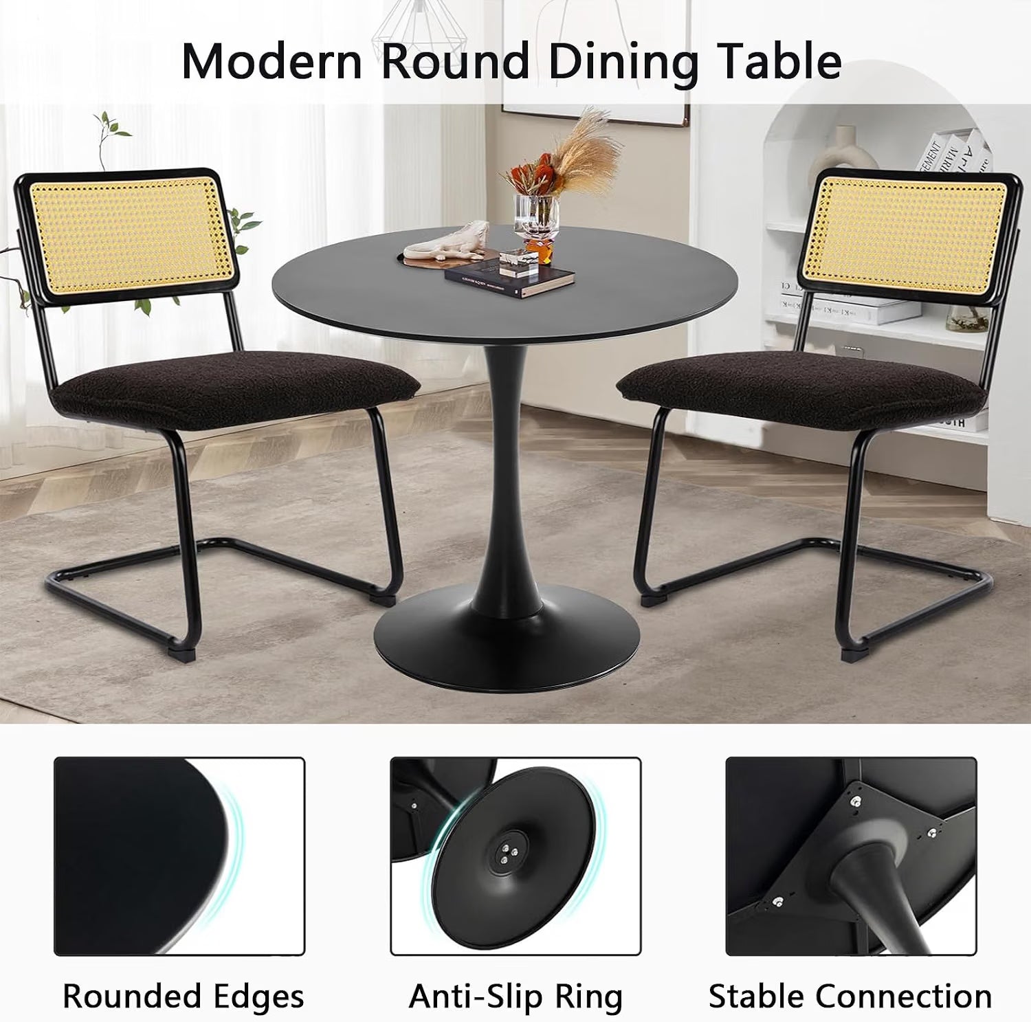 NEW/OPEN BOX Howhio Black Round Dining Table, 24 Inches Tulip Round Kitchen Table