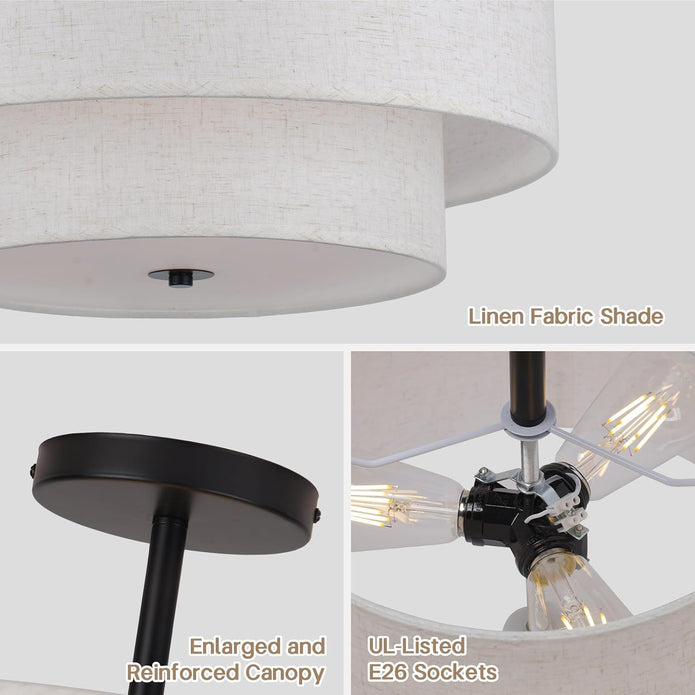NEW/OPEN BOX HILUXIA 18 Inch Large Semi Flush Mount Ceiling Light Fixture with Dual Drum Design