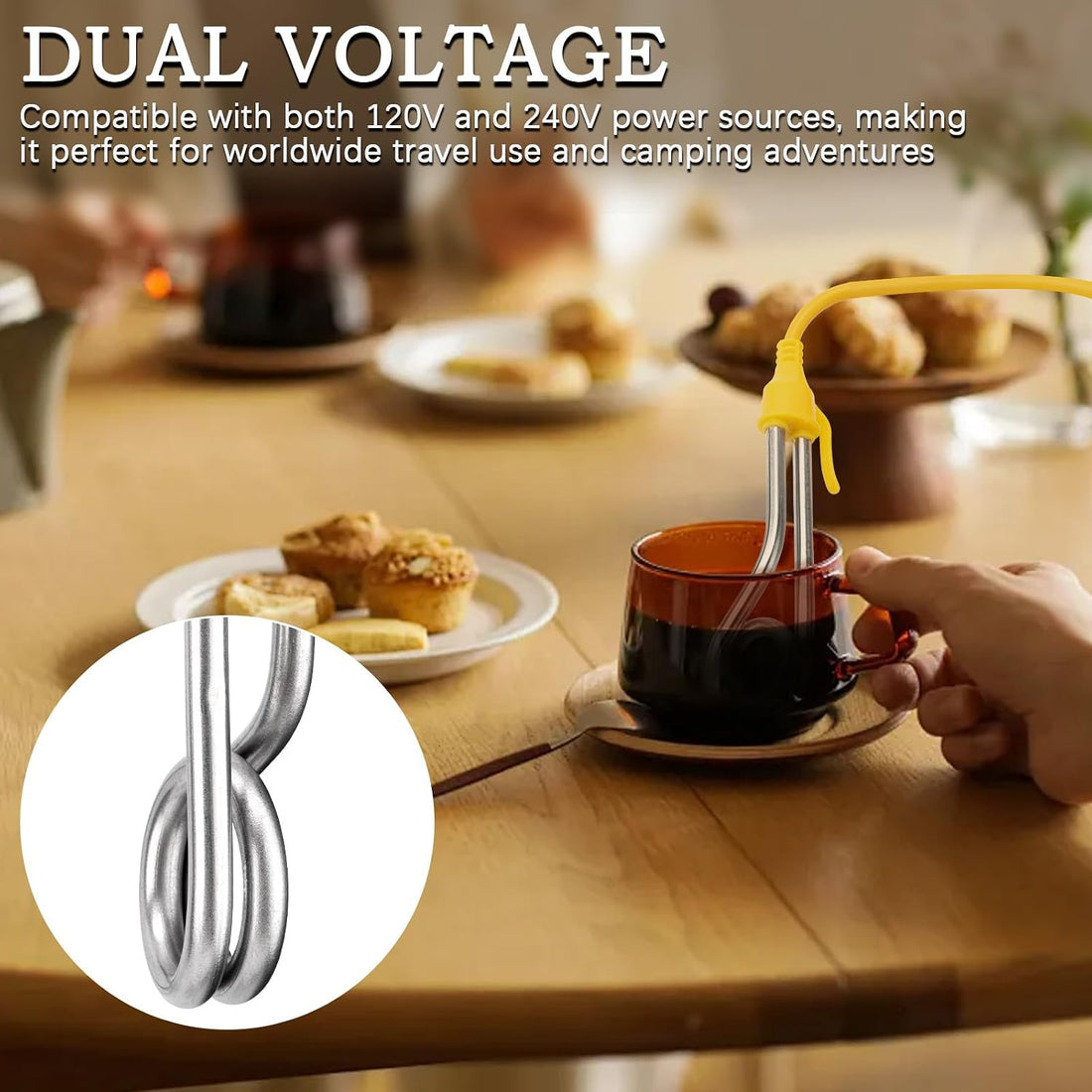 Immersion Heater, Immersion Water Heater 120V-300W, 240V-600W, Instant Immersion Cup Mug