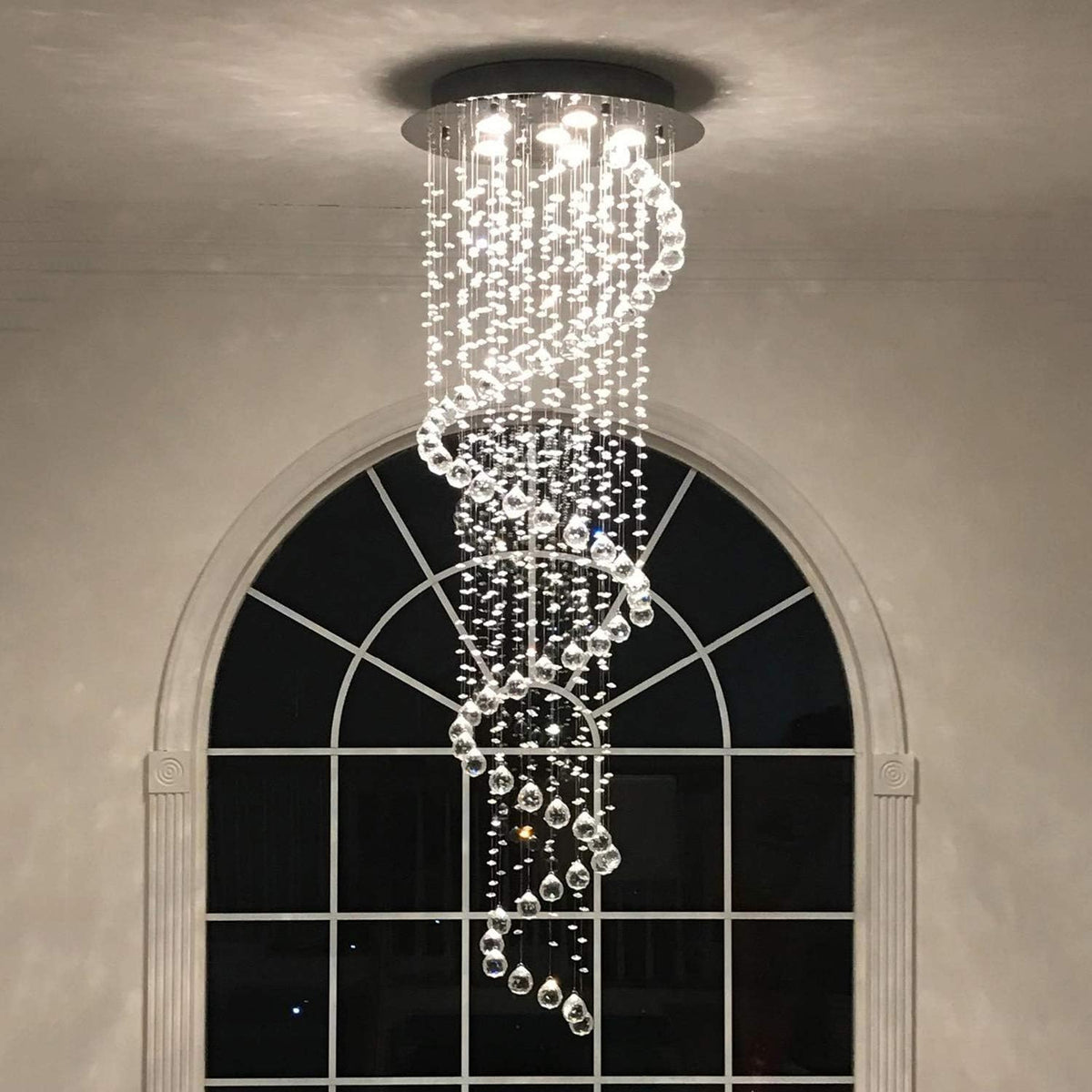 NEW/OPEN BOX Elegant Spiral Crystal Chandelier Lighting, A1A9 Clear K9 Crystal Raindrop