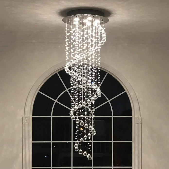 NEW/OPEN BOX Elegant Spiral Crystal Chandelier Lighting, A1A9 Clear K9 Crystal Raindrop