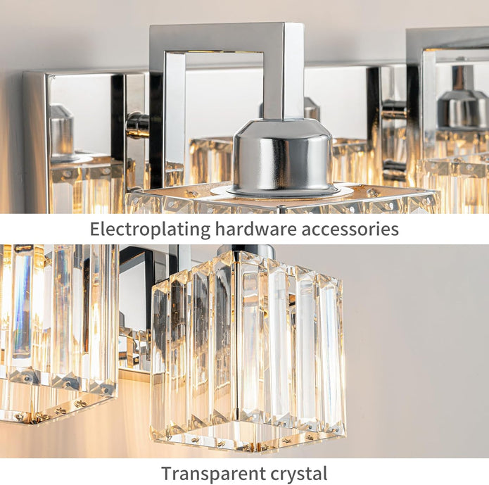 New FDPBY Modern Crystal Bathroom Vanity Light 3-Lights Chrome- JW-003