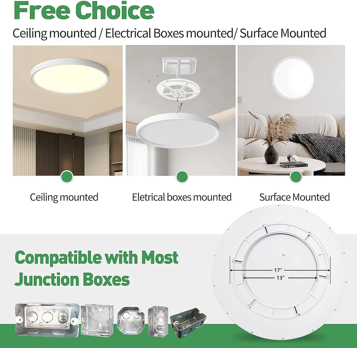 NEW FY WISDOM FLY LIGHTING 24 Inch Large LED Flush Mount Ceiling Light, 50W