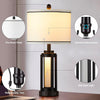 NEW/OPEN BOX Modern Table Lamps Set of 2, TD-LO-152 with USB A+C Charging Ports