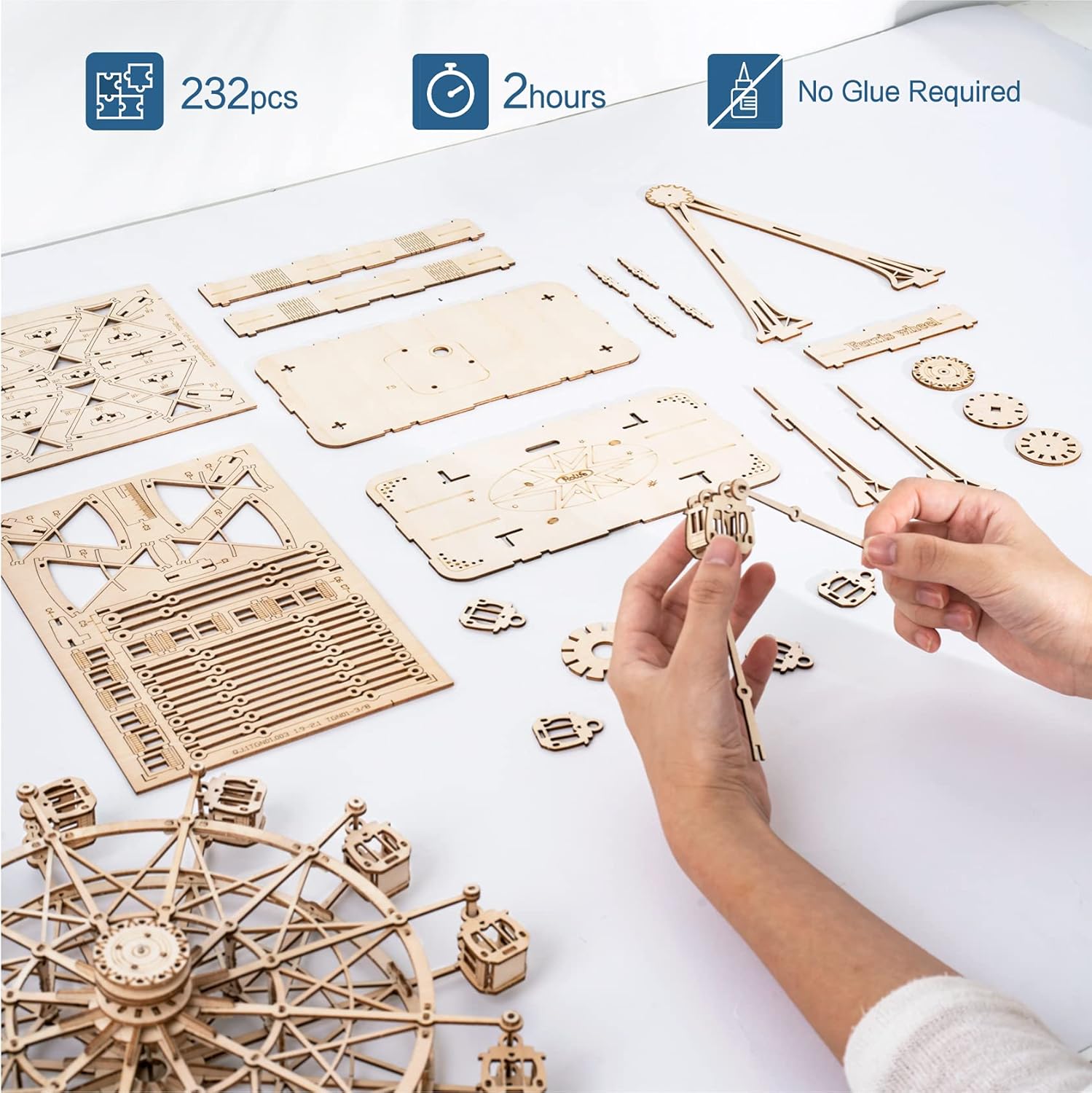 Rolife 3D Wooden Puzzle Ferris Wheel Hand Crank Music Box/ TGN01