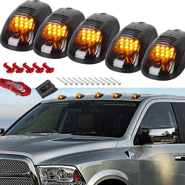 YUK For Dodge Ram Truck SUV 4x4 5 Smok Lense Black 12 LED Cab Roof  Light