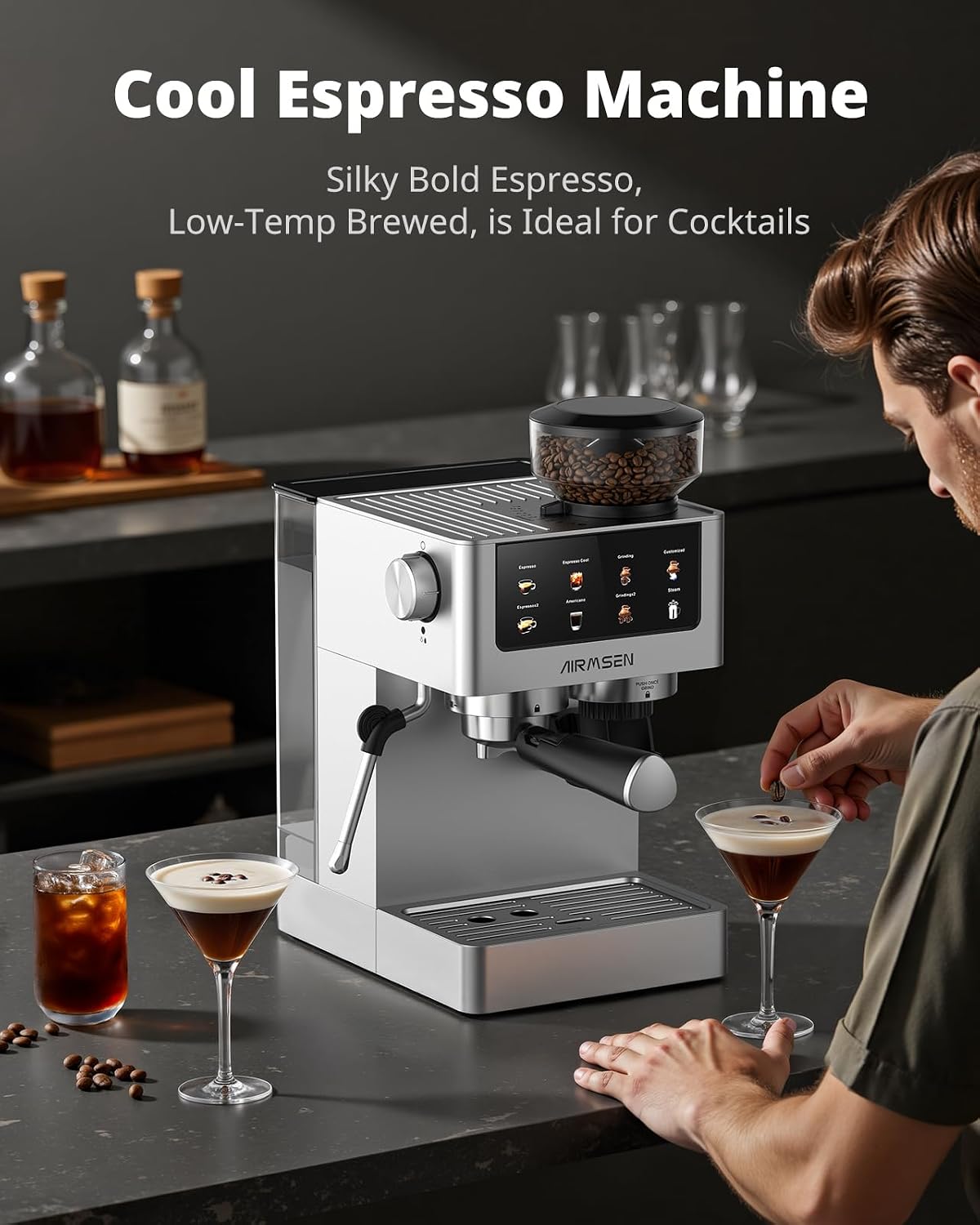 NEW /OPEN BOX/AIRMSEN Espresso Machines BCM2316 with Burr Grinder, Stainless Steel Coffee Maker
