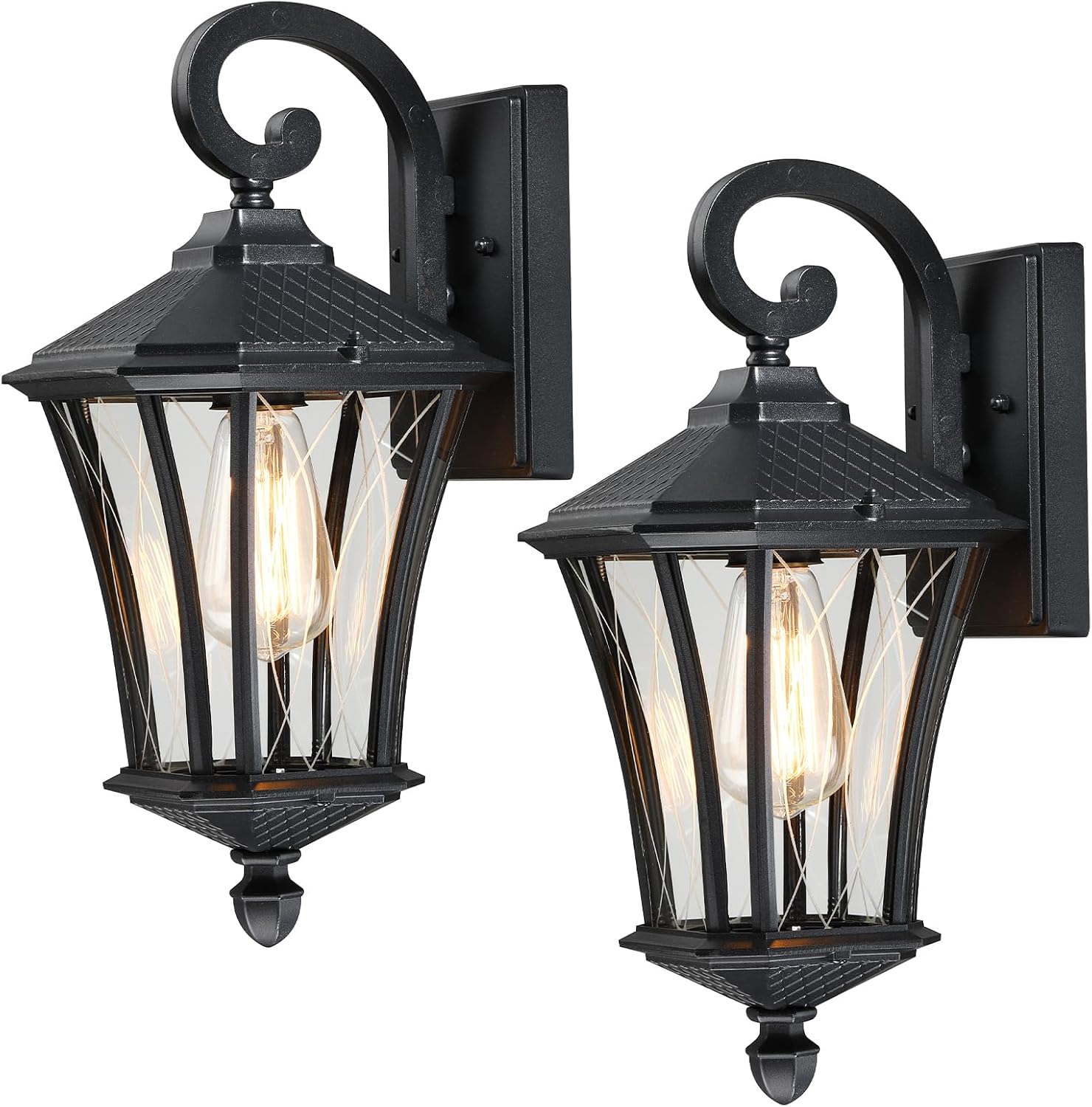 NEW YSN 16'' Outdoor Wall Lights, Black Exterior Lighting Fixture, 2 Packs