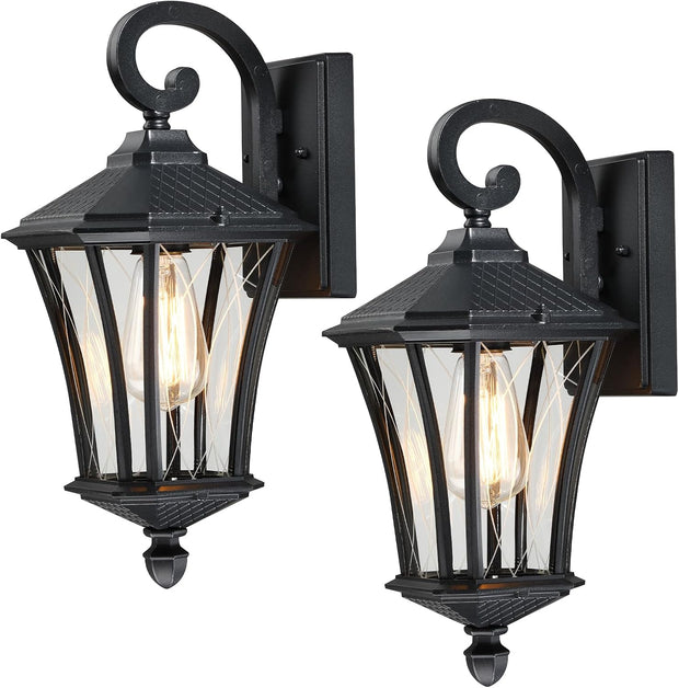 NEW YSN 16'' Outdoor Wall Lights, Black Exterior Lighting Fixture, 2 Packs