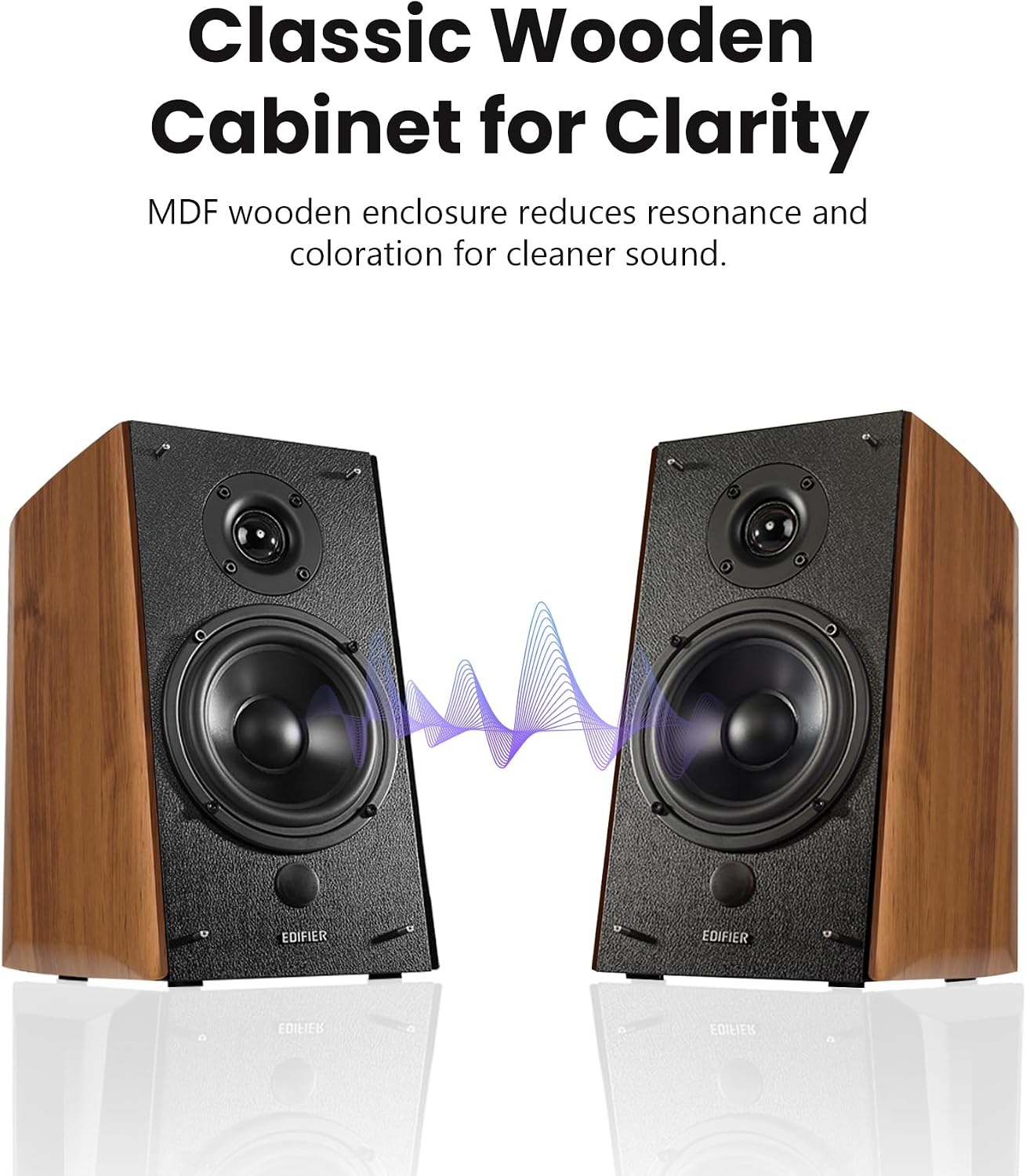New /OPEN BOX Edifier R2000DB Active Bluetooth Bookshelf 120 Watts RMS with 5″ Large Woofer – Warm Oak