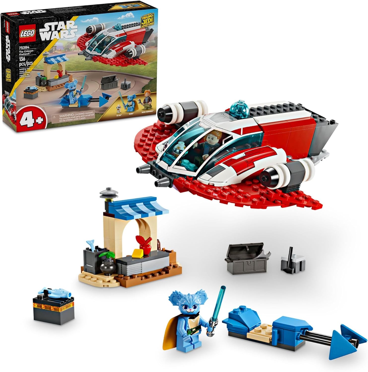 LEGO Star Wars: Young Jedi Adventures The Crimson Firehawk, Kids’ Starter Set(75384)
