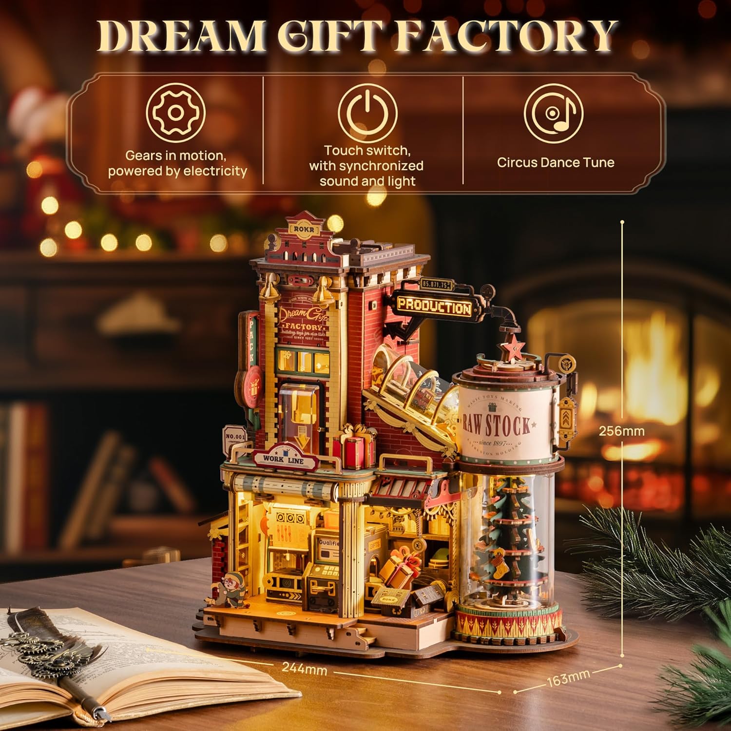 ROKR 3D Puzzle for Adults Christmas Style Dream Gift Factory Wooden Model Kit (EAB01)