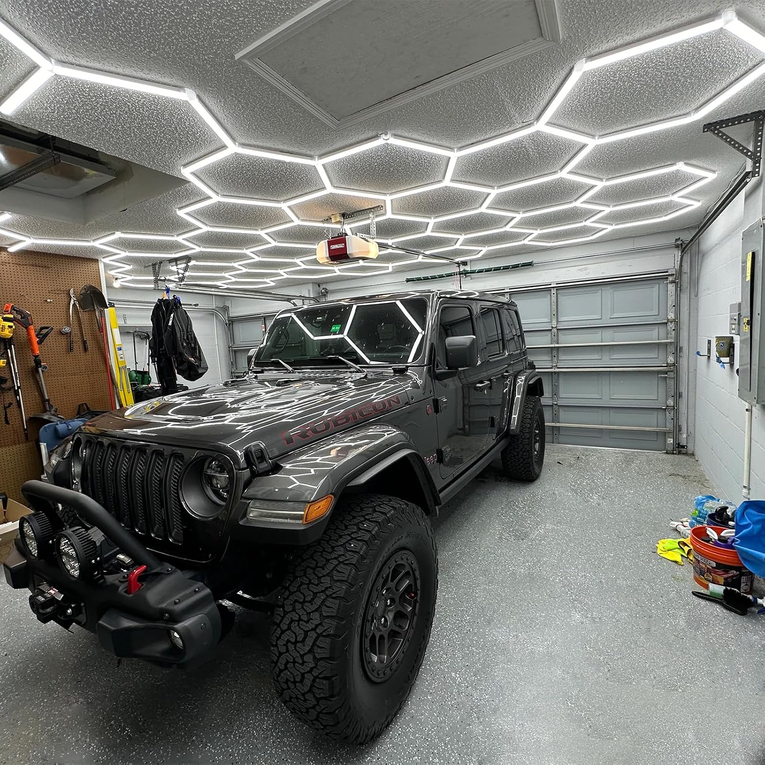 OPEN BOX Hexagon Garage Light: 79200LM Super Bright Hexagon Garage LED Light, 5000K